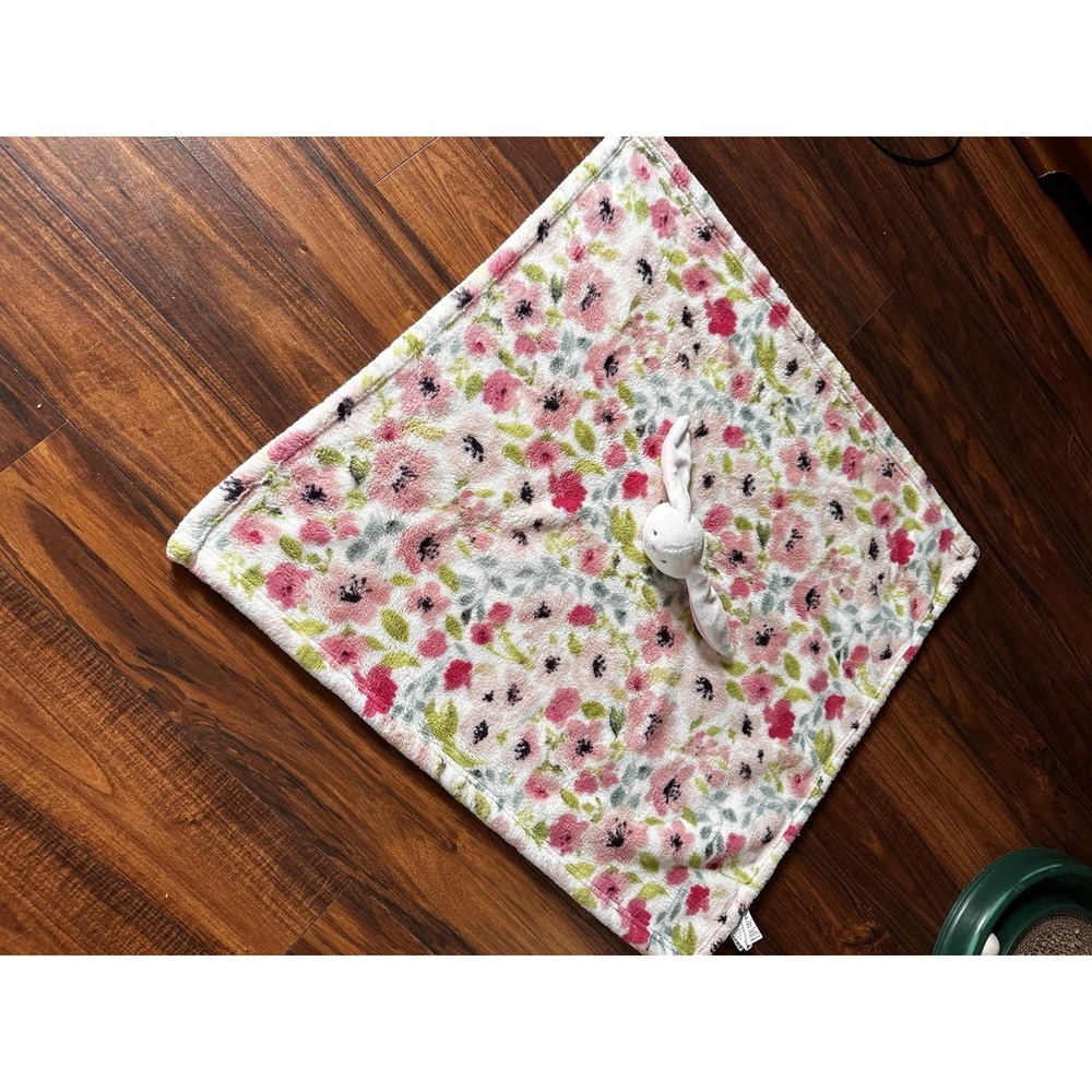 Baby Thro Rilynn Bunny Rabbit Floral Lovey Security Blanket Oversized 30x30 RARE - Picture 7 of 11